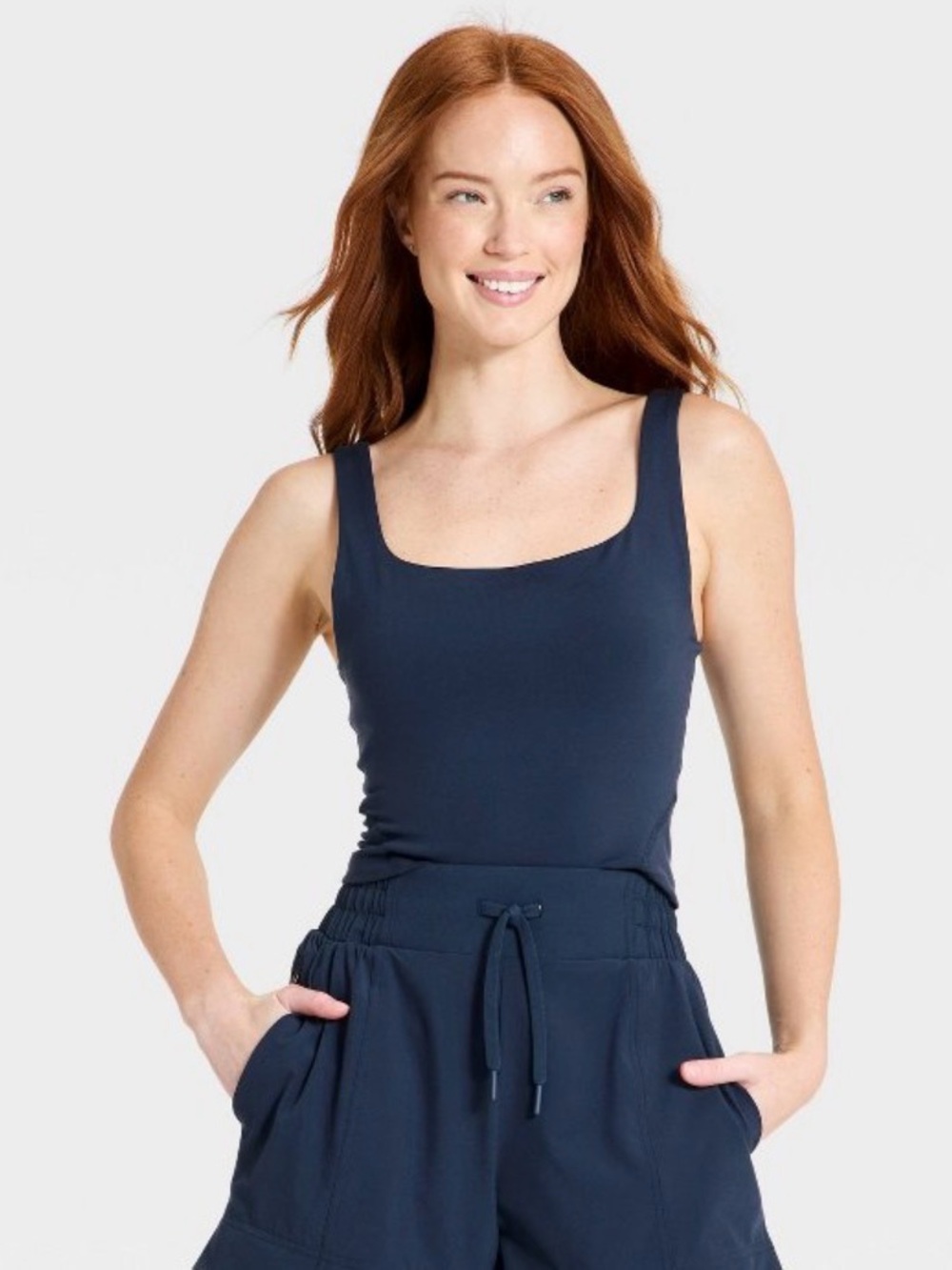 NWT Women's Flex Square
Neck Ultra Cropped Tank Top - All In Motion Navy Blue L